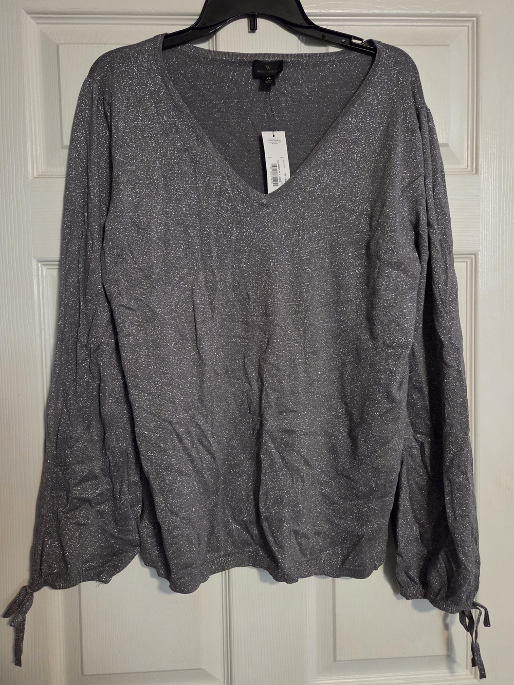 Worthington Silver-Gray V-Neck Sweater